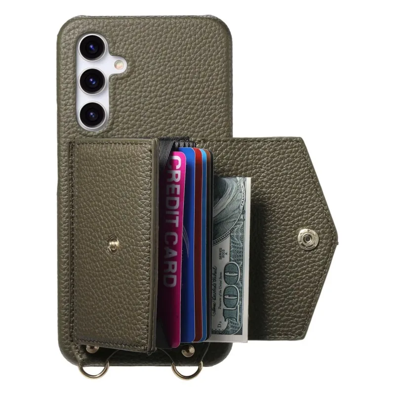 Premium PU Leather Crossbody Wallet Case with Card Holder and Mirror - Shockproof Cover
