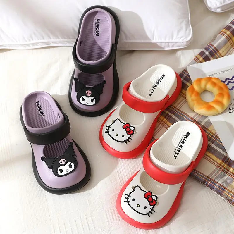 

Милые сандалии Sanrio Cinnamoroll My Melody Kuromi Kitty с героями мультфильмов, босоножки с отверстиями, пляжная обувь на толстой подошве, летняя верхняя одежда