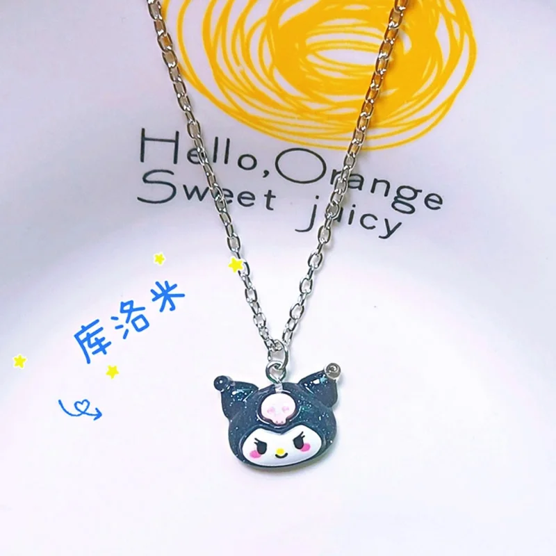 Kawaii Sanrio Cinnamoroll MyMelody Kuromi Student Bijou Necklace Clavicle Chain Adjustable Pendant Accessories Girls Toy Gift images - 6