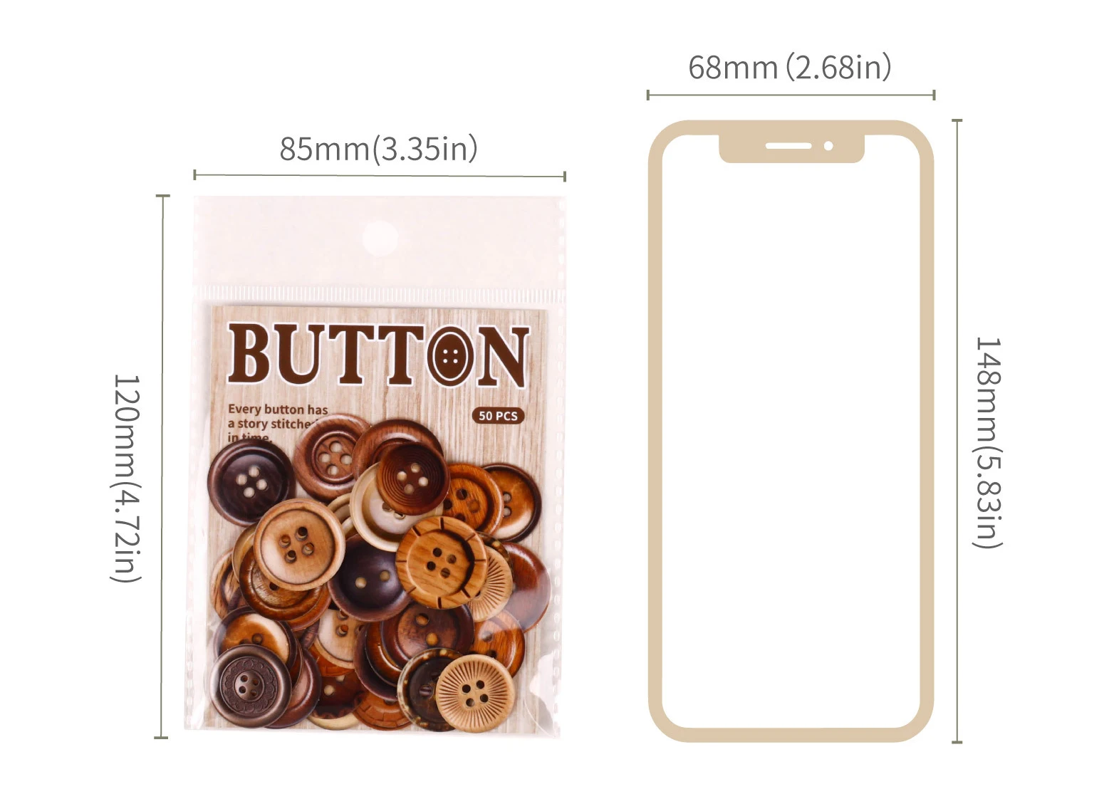 JIANWU Button Series Vintage Button Shaped Landscape Material Collage Scrapbooking Sticker Creative DIY Journal Stationery