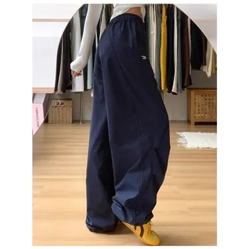 النمط الأوروبي الأمريكي حجم كبير السراويل التطريز Y2K الشارع الشهير موضة بنطال ذو قصة أرجل واسعة النساء الخريف عادية جديدة سراويل طويلة 6