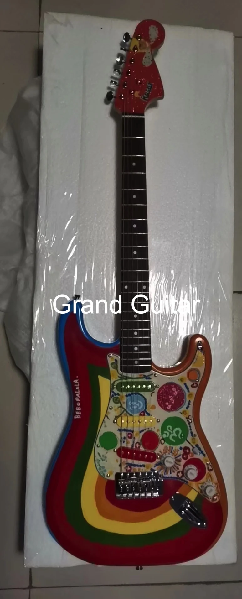 GH Harrison Rocky Water Transferring Paint Colorful Pickup Electric Guitar Accept Guitar and Bass OEM