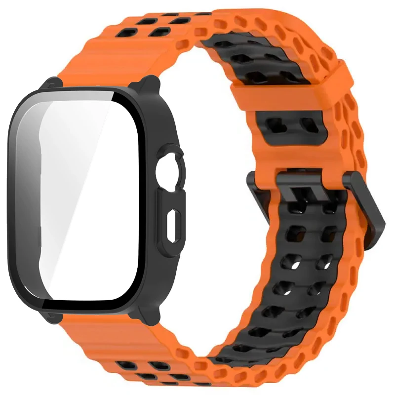 Silicone Band and Protective Case for Smartwatch - Premium Wristband Accessory Set with Screen Protector and Strap