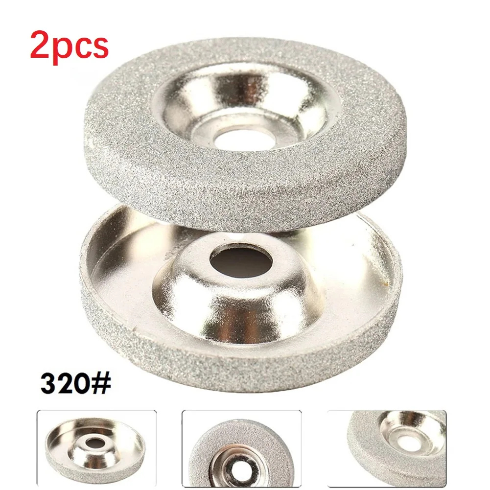 

2pcs 50mm Diamond Grinding Wheel Circle 320 Grit For Electric Sharpener Grinder Silver 2pcs Diamond Sand Coated