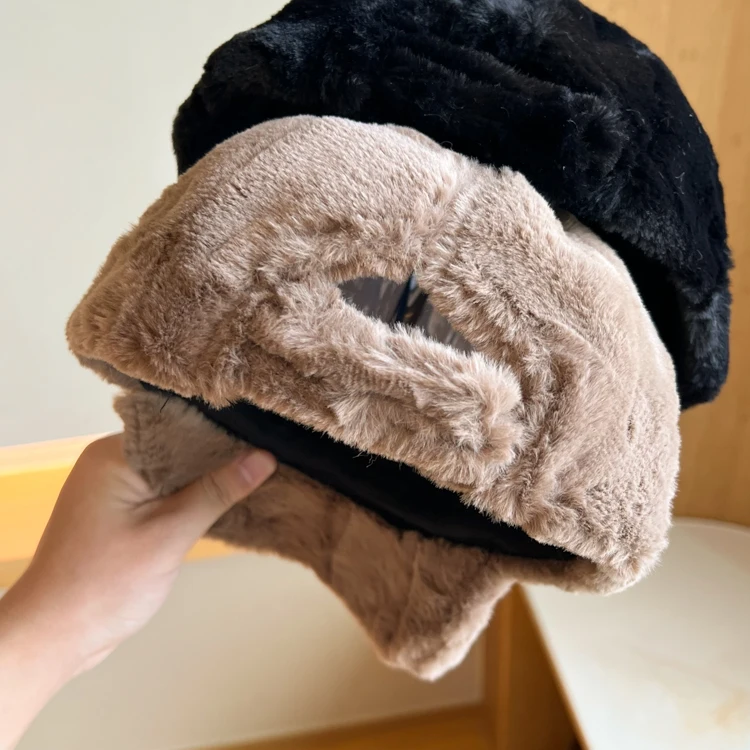 Faux Pelz Baseball Kappe Winter Hüte Für Frauen Männer Verdickt Warm Halten Snapback Kappe Weibliche Outdoor Sonnenschirm Solide Einstellbar Neue – Detail 5