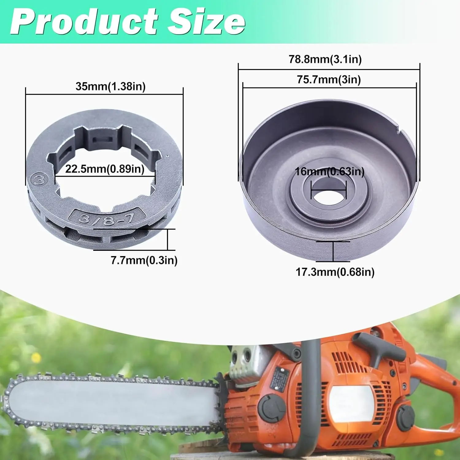 54mm 실린더 피스톤 클러치 드럼 림 스프로킷 니들 베어링 스파크 플러그 가스켓 키트 (스틸 MS460 046 체인톱용)