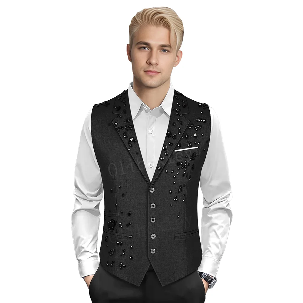 Olibexley Men's Suit Vest Slim Fit Formal Business Waistcoat Tuxedo V-Ncek Solid Vest Wedding