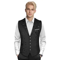 Olibexley V01 Men's Suit Vest for Men Slim Fit Formal Business Waistcoat Tuxedo V-Ncek Solid Vest for Wedding 1