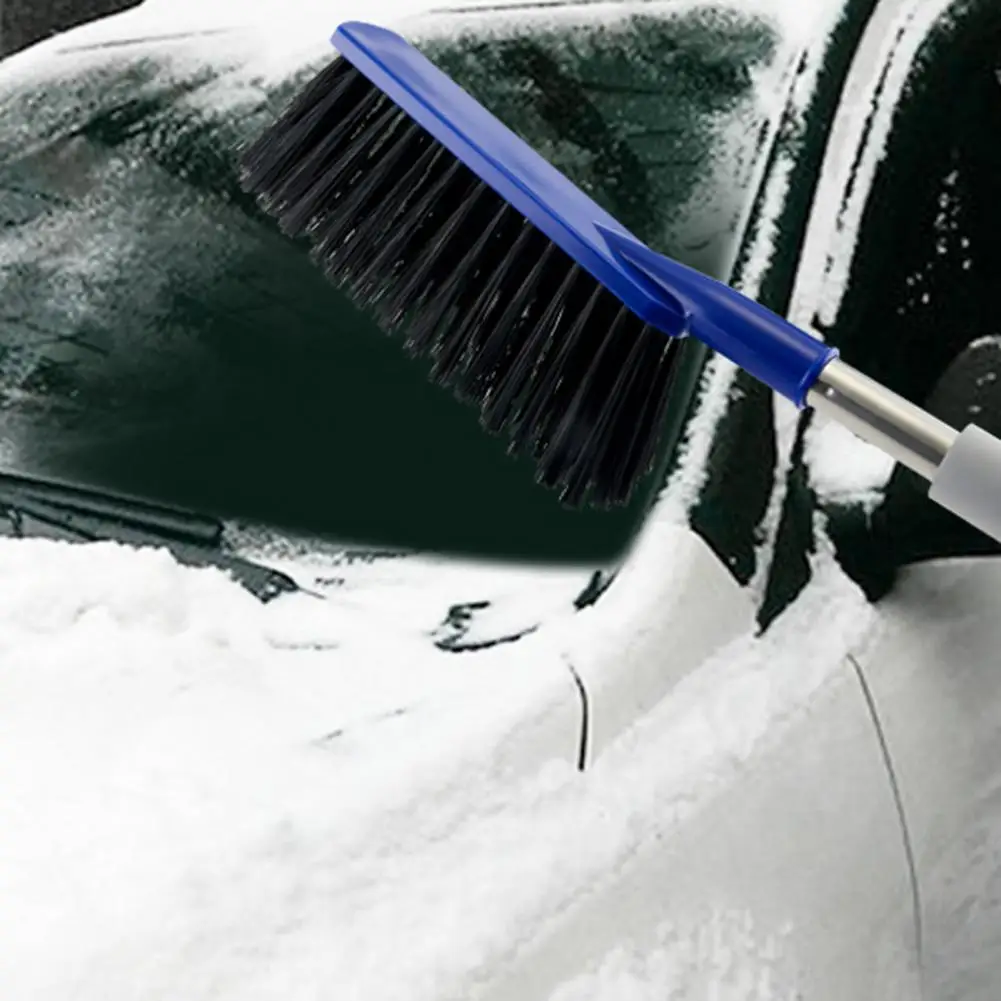 Car Snow Brush Ice Scraper Aluminum Alloy Long Handle EVA Sponge Grip Flexible Nylon Bristles Auto Windshield Snow Removal Broom