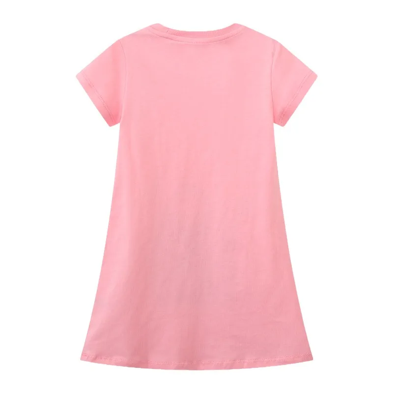 Girls Princess Dresses Cotton Summer Short Sleeve Children's T-shirt Dress Bright Baby Clothes Birthday Kids Toddler Costume