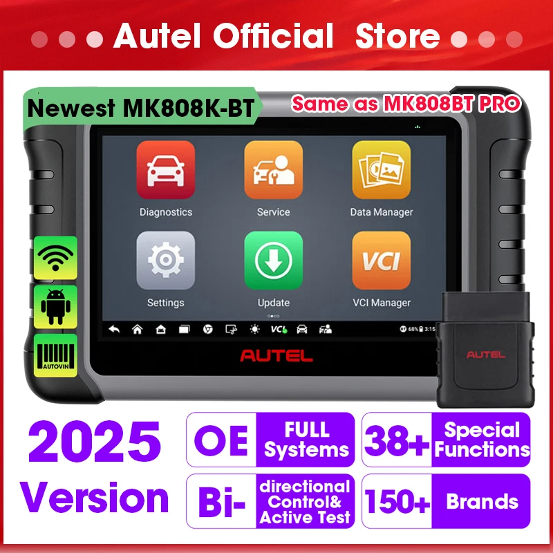 Autel MaxiCOM MK808KBT PRO OBD2 Scanner Automotivo Car Diagnostic Scan Tool MK808K BT OBD 2 Code Reader Key Coding Active Test obd2 scanner,obd code reader,system diagnostic tool