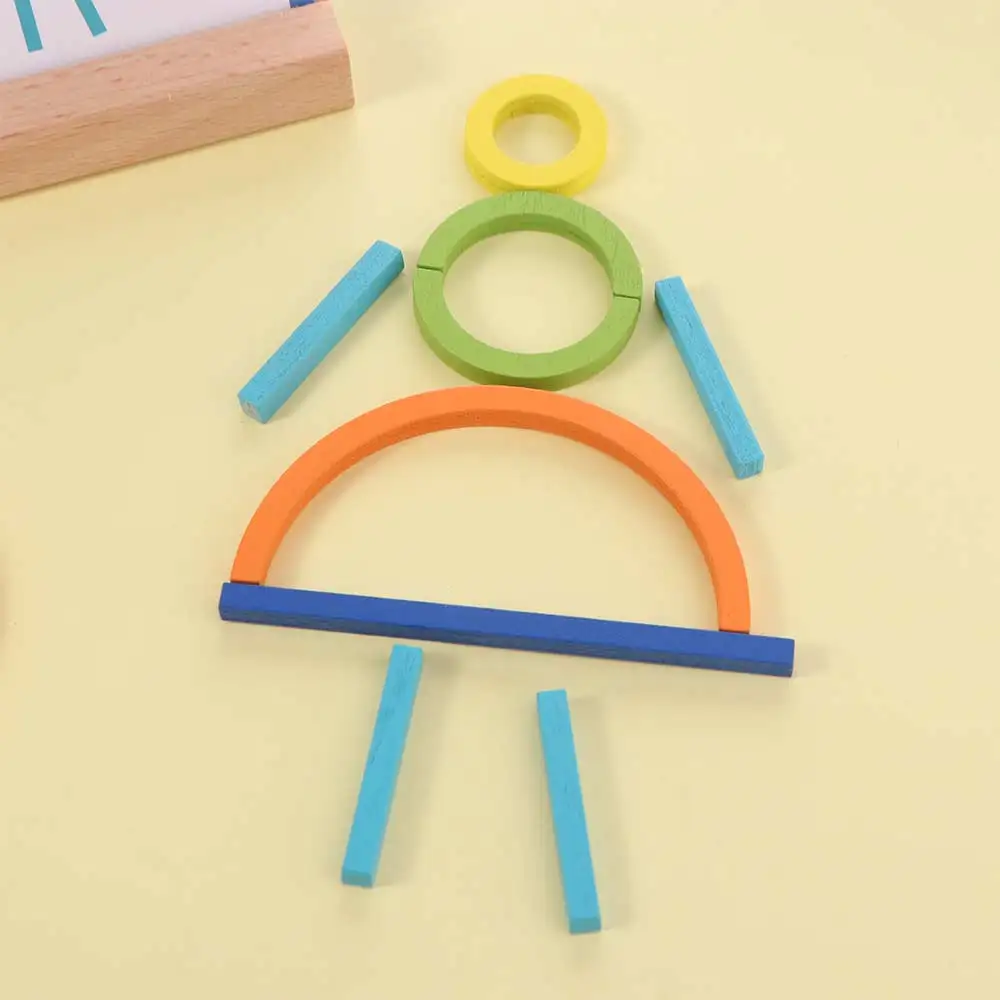 Sticks and Rings Wooden Sticks Puzzle Intelligence Game Montessori Rings Puzzle Montessori Puzzle Educational Colorful