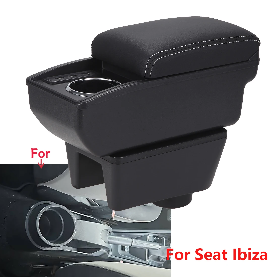 좌석 용 Ibiza 팔걸이 상자 좌석 용 Ibiza 6j Ibiza 6L 자동차 팔걸이 자동 보관함 개조 부품 인테리어 자동차 액세서리