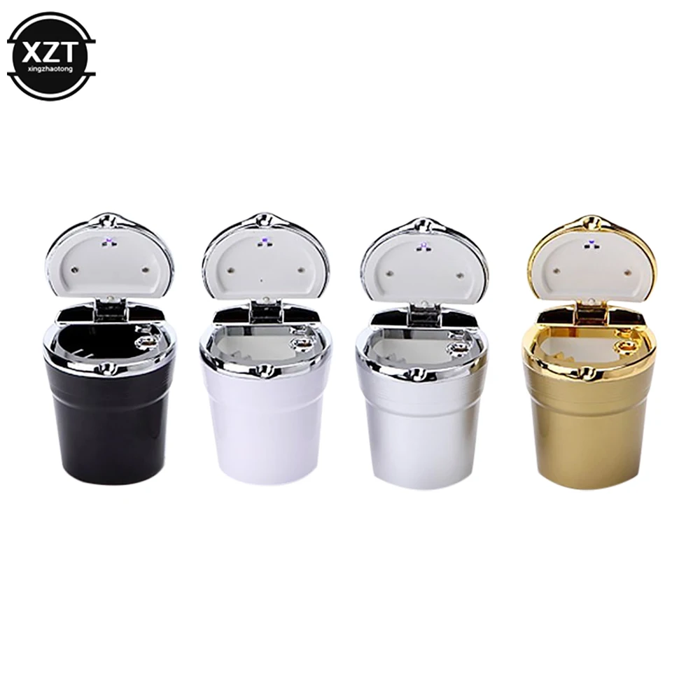 Car Ashtray Car Garbag Can With Led Light With Cover Creative Personality Covered Inside The multi-function Supplies