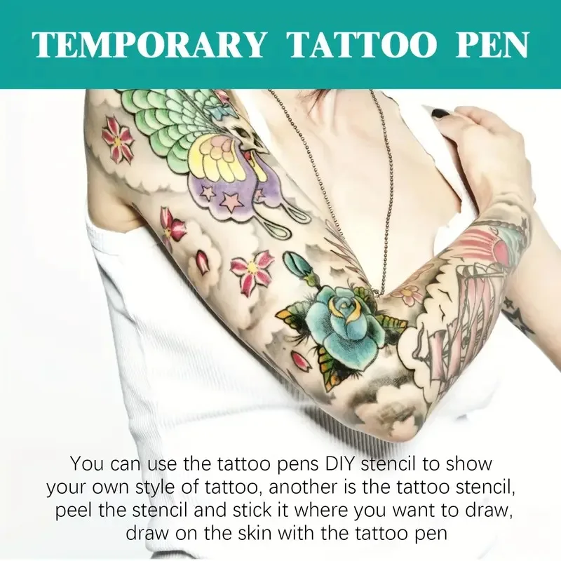 Vibrant Temporary Tattoo Pen Set for Creative Face and Arm Designs