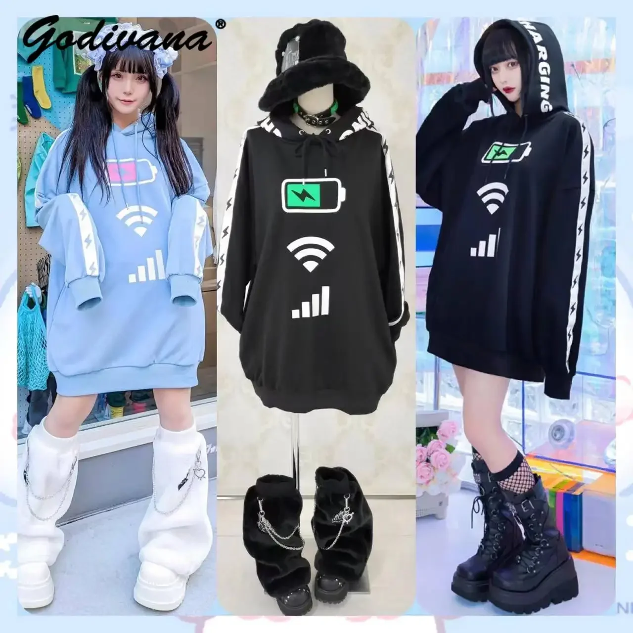 Spring and Autumn Women's Loose Hoodies Japanese Style Harajuku Mine Series Casual Hoodie Fashion Couples Hooded Sweatshirt