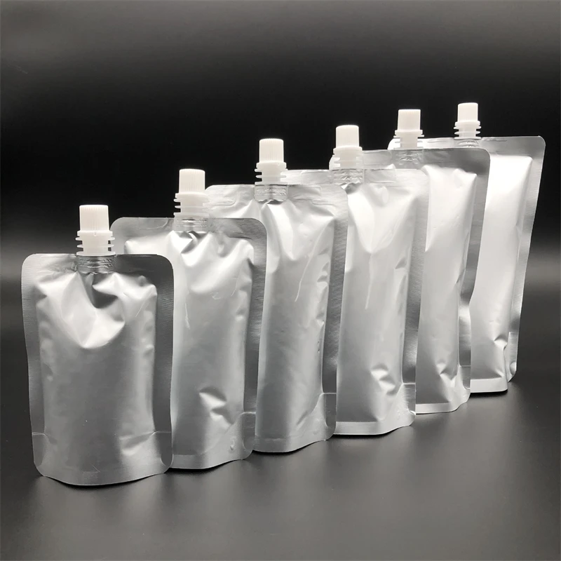 StoBag 50pcs 알루미늄 호일 액체 포장 마시는 노즐 가방 우유 주스 음료 봉인 된 저장 재사용 가능한 파우치 도매