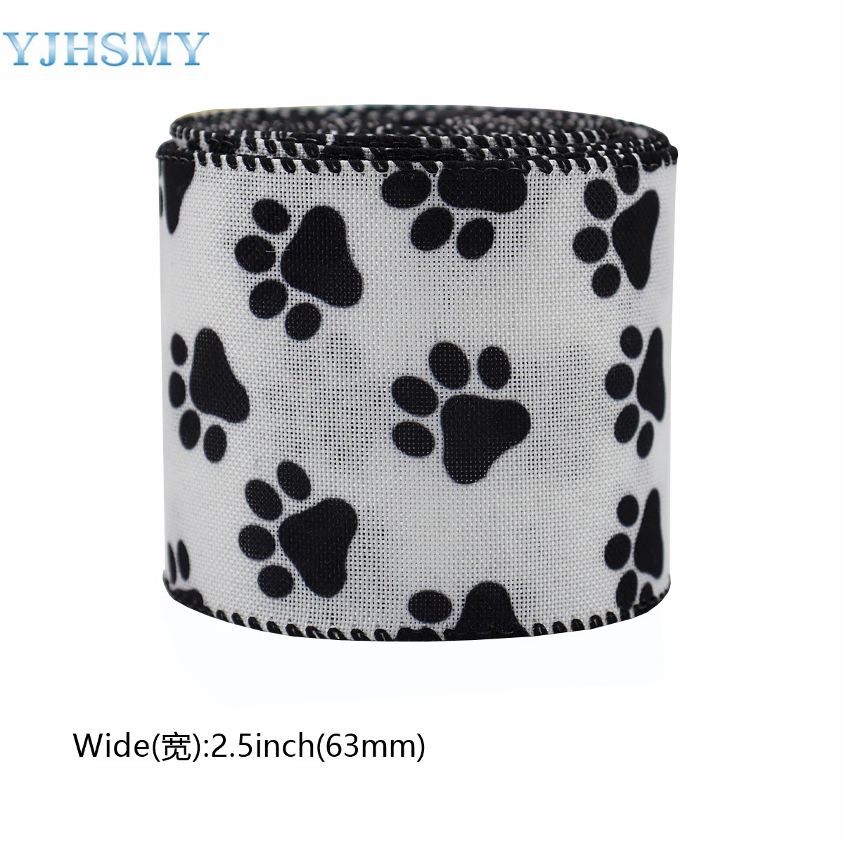 2.5 Paw Print Ribbon Black White