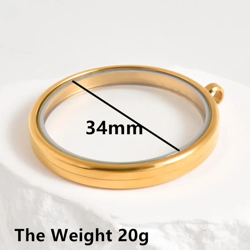 High-Quality Stainless Steel Round Glass Coin Bezel Photo Locket Pendant