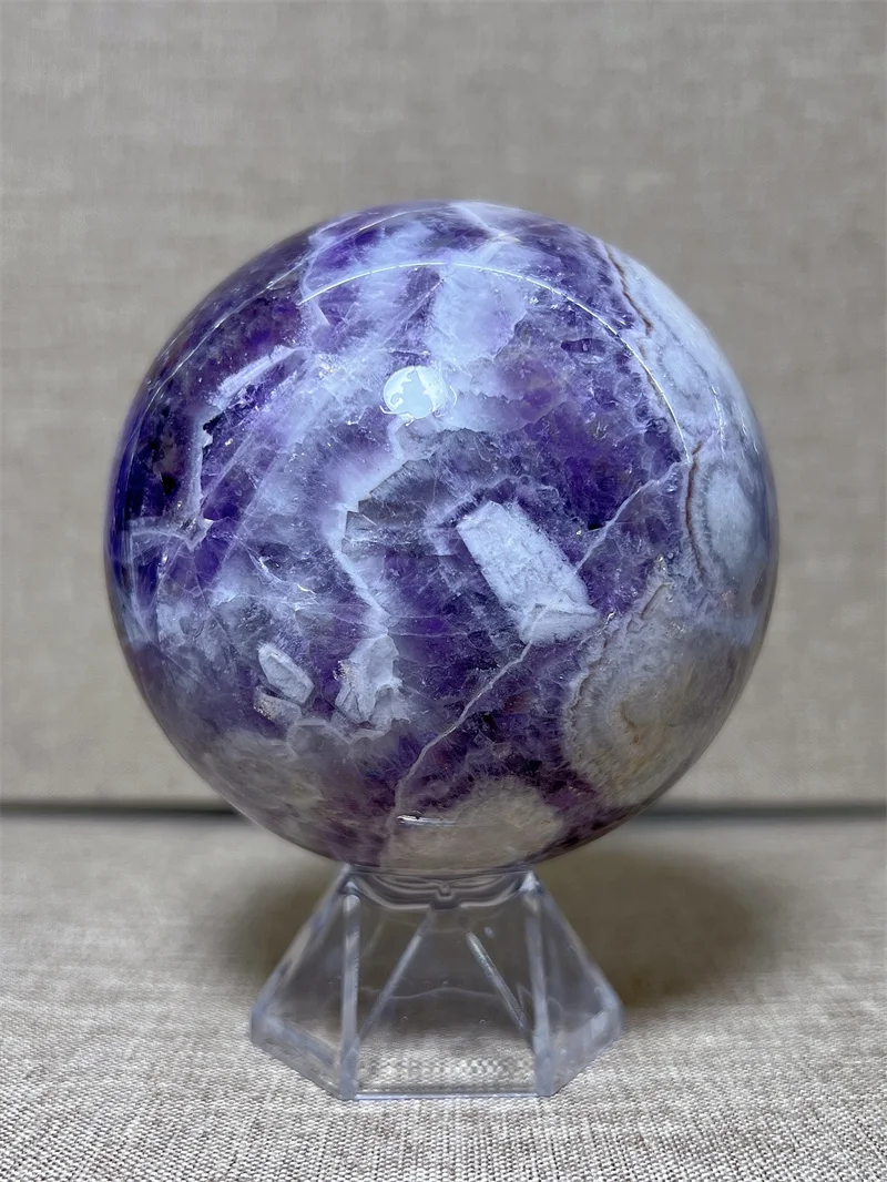 

Natural Dream Amethyst Sphere With Rain Bow Free Form Carving Reiki Healing Stone Home Decoration Exquisite Gift