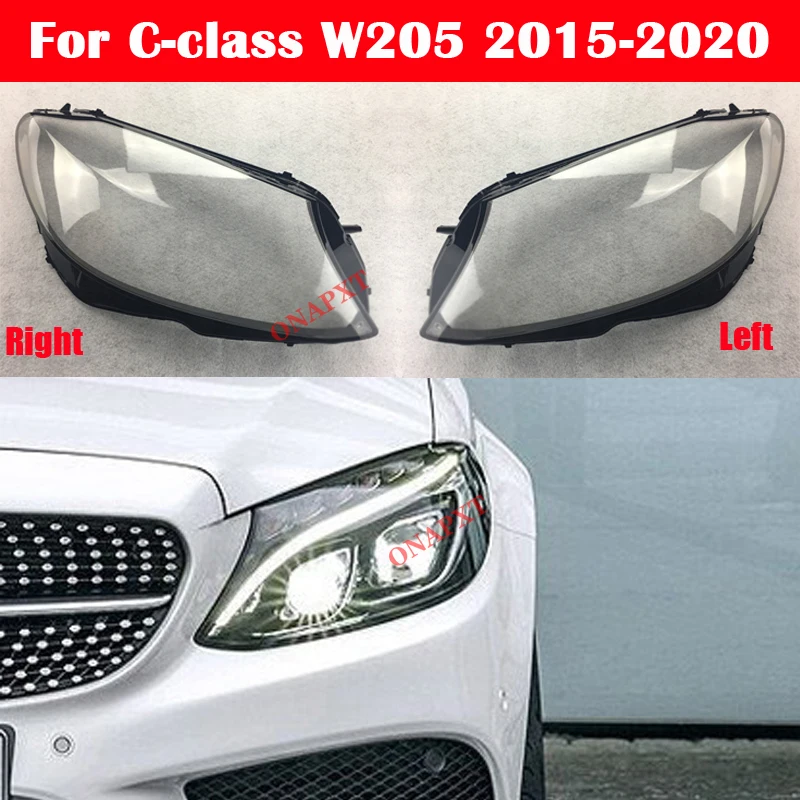 Car Headlight Lampshade Car Headlight Cover Color : Left GIAOGIAO Car Headlight Shell Car Transparent Lampshade Lamp Shell Front Headlamp Glass Cover Fit For Mercedes-Benz C-class W205 2015-2018 