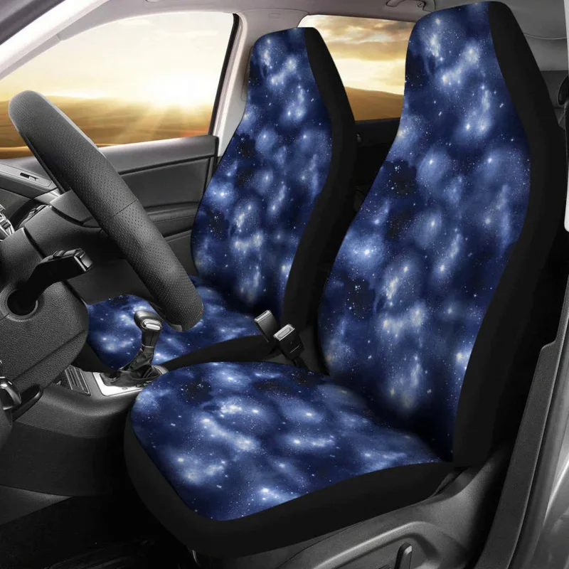 

Blue Starry Sky Nebula Galaxy Stars Galactic Car Seat Covers,Pack of 2 Universal Front Seat Protective Cover