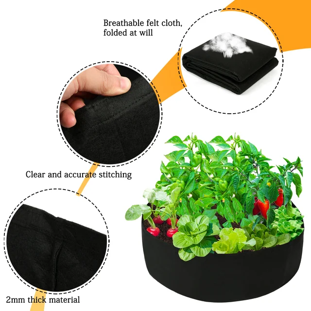 50 Gallon Kertnövény Táskák Kerti Növény Filc Szövet Virágzöld Növényi Növények Beltéri Kültéri Tartályok Otthoni Kiegészítők - Image 2