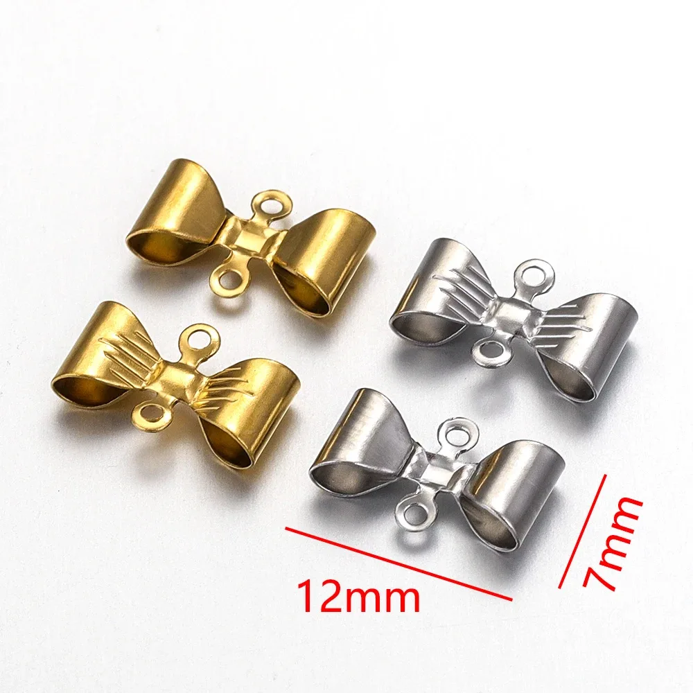 Stainless Steel Double Hole Bow Accessories Pendant DIY Necklace Bracelet Making Accessories 8