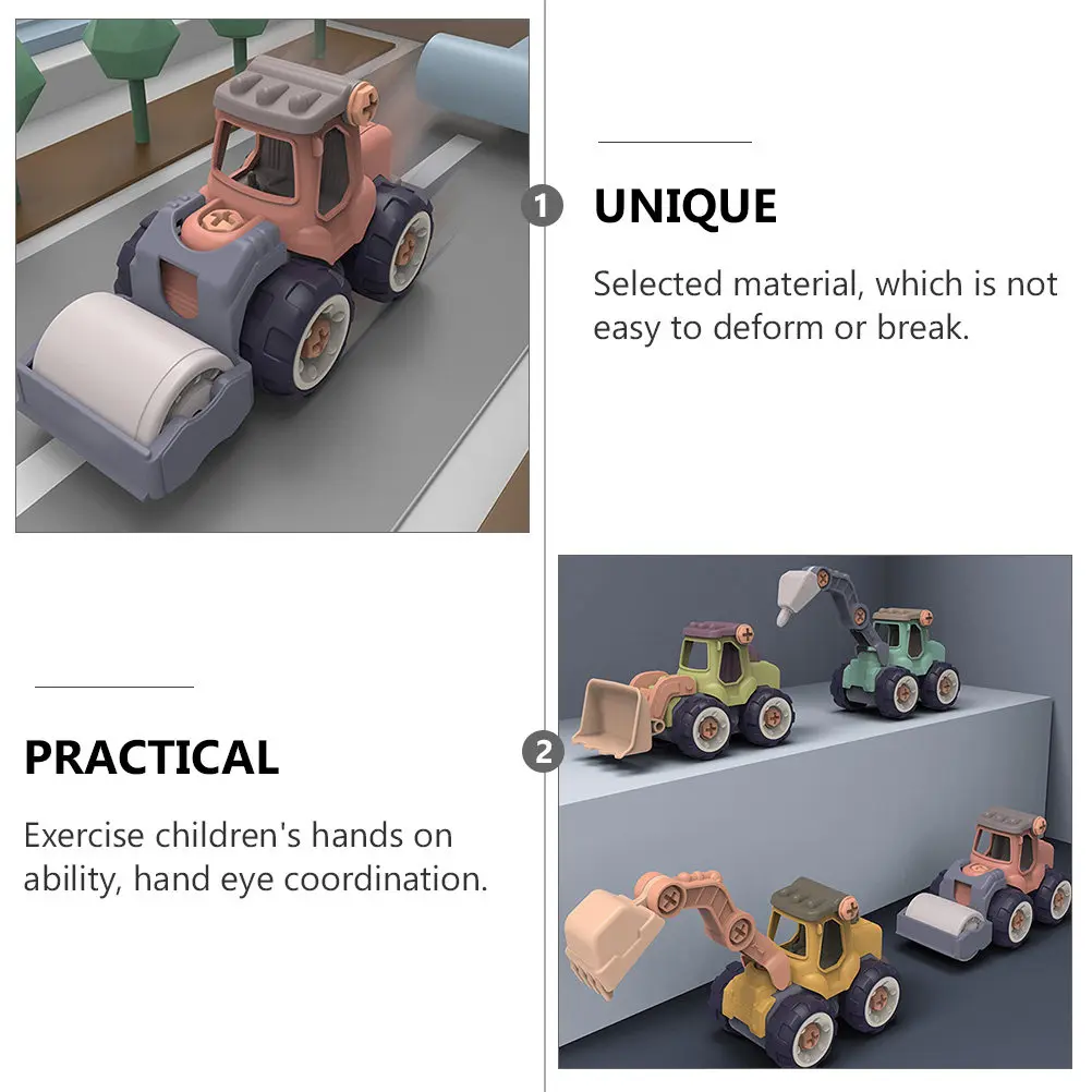 1 세트 1 세트 어린이를 위한 엔지니어링 차량 조립 DIY 자동차 세트 드라이버 포함 미세 운동 능력 교육용 조립 트럭