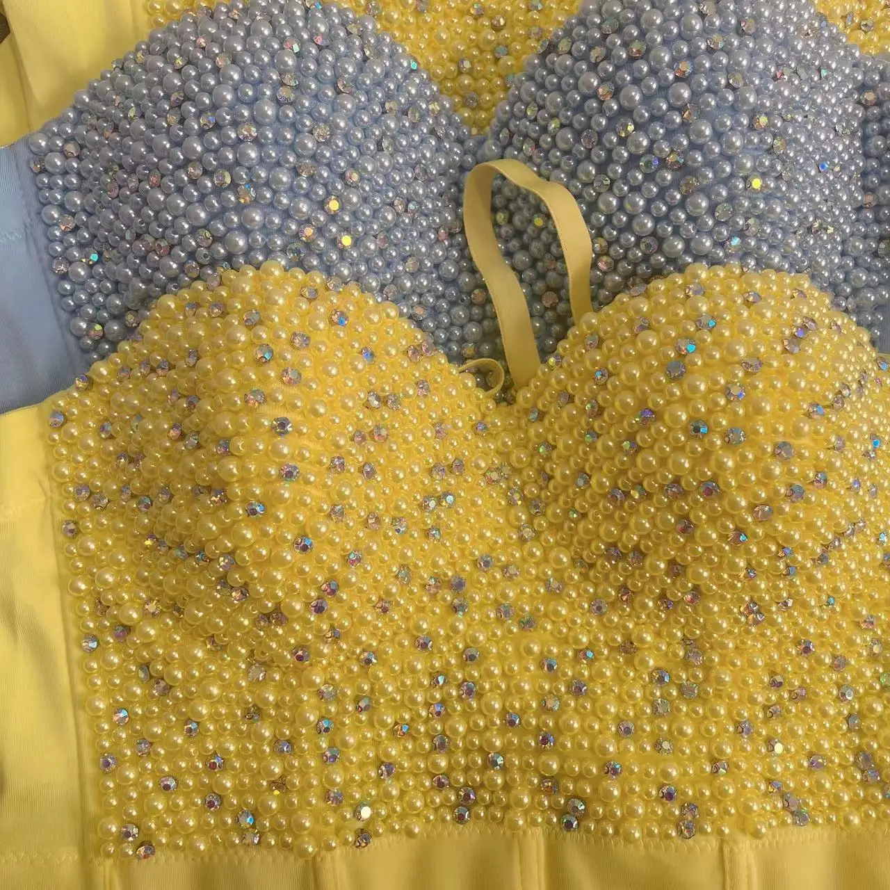 alta qualidade feito mão pérolas jóia diamante bralet bustier sutiã feminino recortado topo colete moda