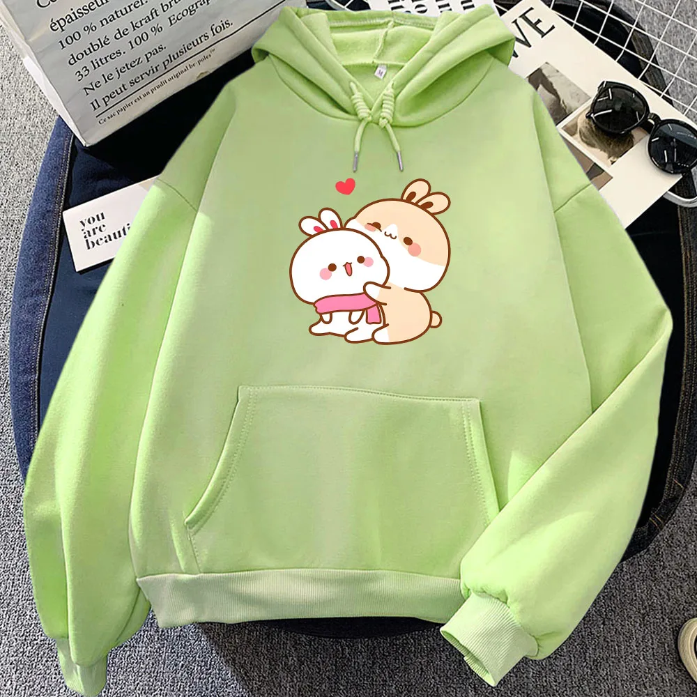 Rabbit Eating Carrot Printed Hoodies Casual Women/Men Cartoon Sweatshirts Winter Comfortable Long Sleeve Pullovers Kawaii Hoody
