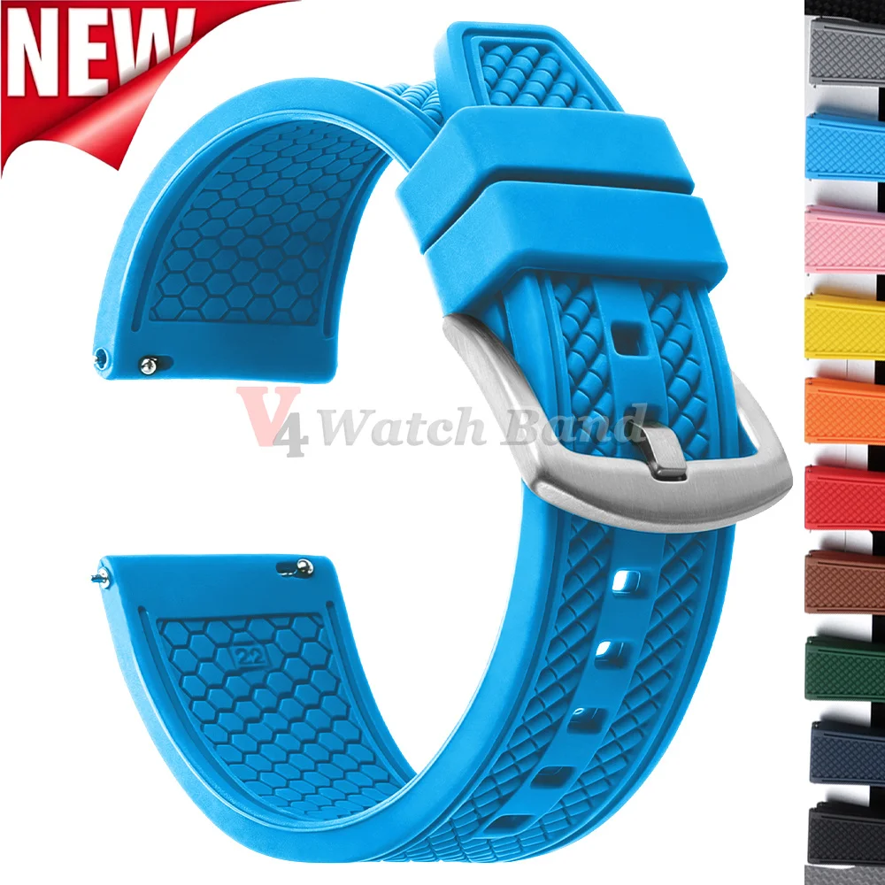 Sporty Waterproof Silicone Watch Strap - 20mm/22mm