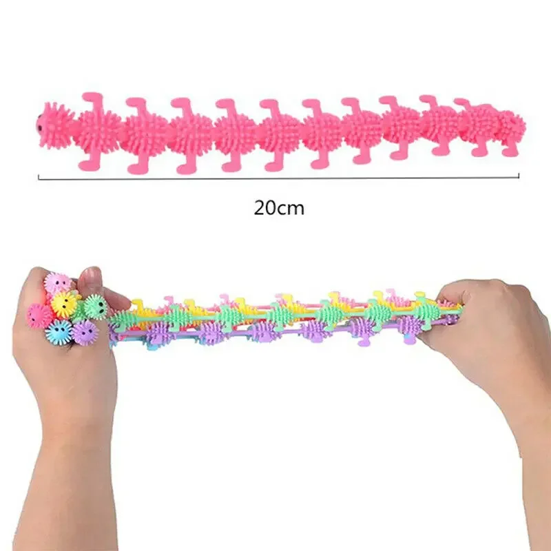 Fidget Toys 3pcs Stretchy String Fidget Toys Colorful Long Noodle Stretch Toys Worm Caterpillar Toy Sensory for Kids Toddler Autism