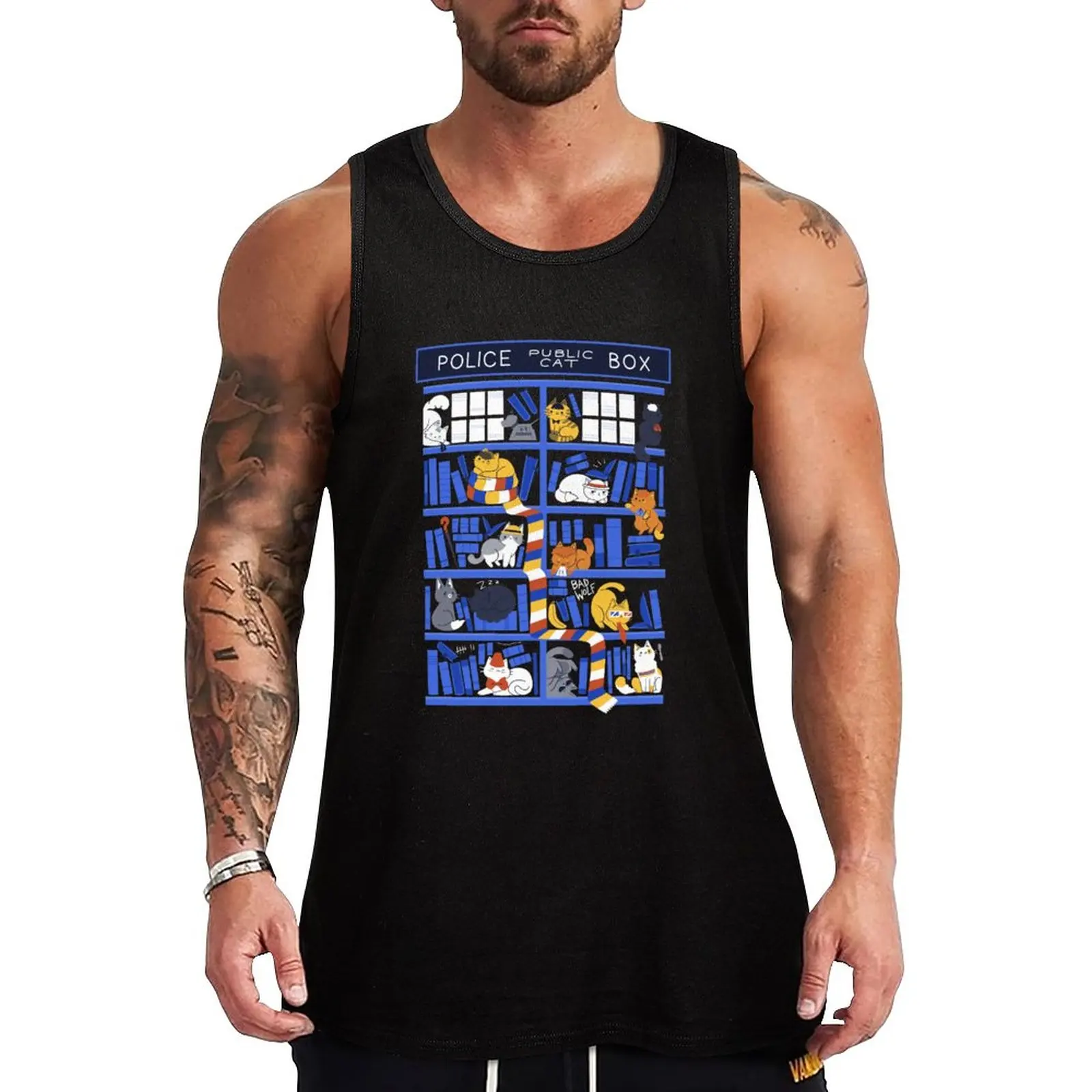 

New Library Box Who Tank Top Men's gym articles Male clothes Man sleeveless shirt basketball