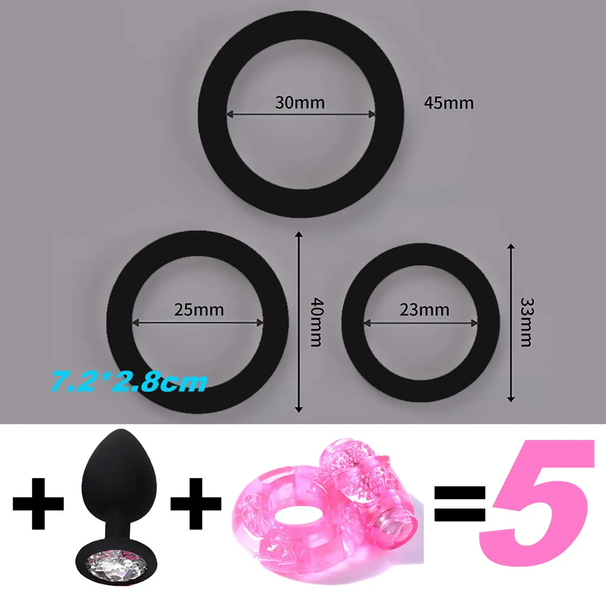 5PCS/KIT Rings Flash In The Night Durable Silicone Sex Toy for Men Male Delay Ejaculation Scrotum Lock Ring_voghion.com