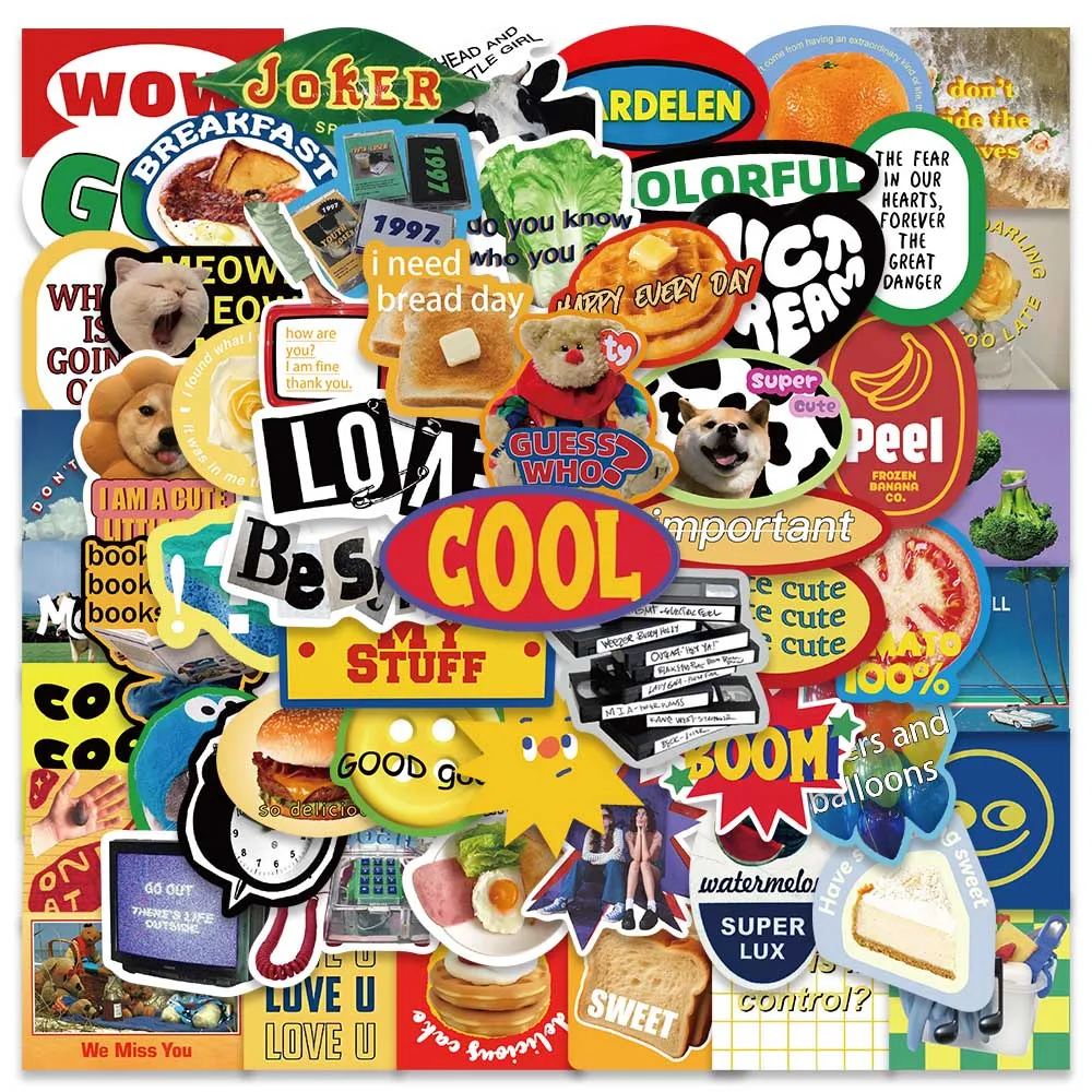 60PCS Cool Ins Style Einfache Retro Label Vinyl Wasserdichte Aufkleber für Wasserflasche Laptop Skateboard Scrapbook Gepäck Kinder Spielzeug – Detail 9