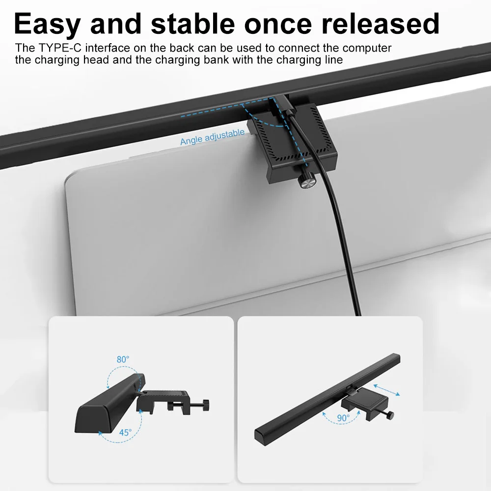LED Desk Lamp Computer Monitor Light Bar Laptop Screen Hanging Light Eye Protection Reading Lamp Dimmable Work USB Powered