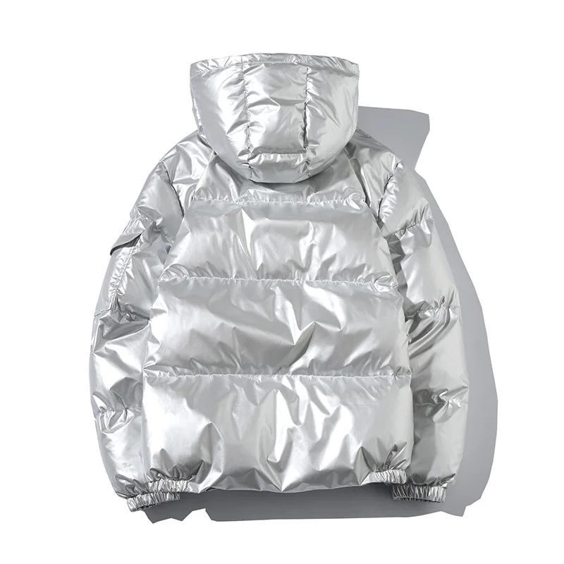 Winter Wear Shiny Cotton Padded Jacket For Boys And Teenagers Short Size Hooded Bread Jackets Fashion Loose Windproof Men's Coat