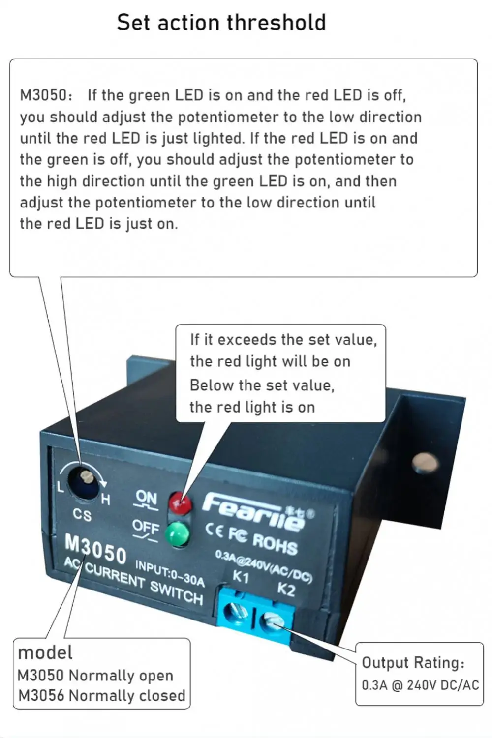 Current Detection Switch 0.2-30A Induction Relay AC Linkage Electrical Equipment PLC Signal Over Limit Closed Mutual Inductor