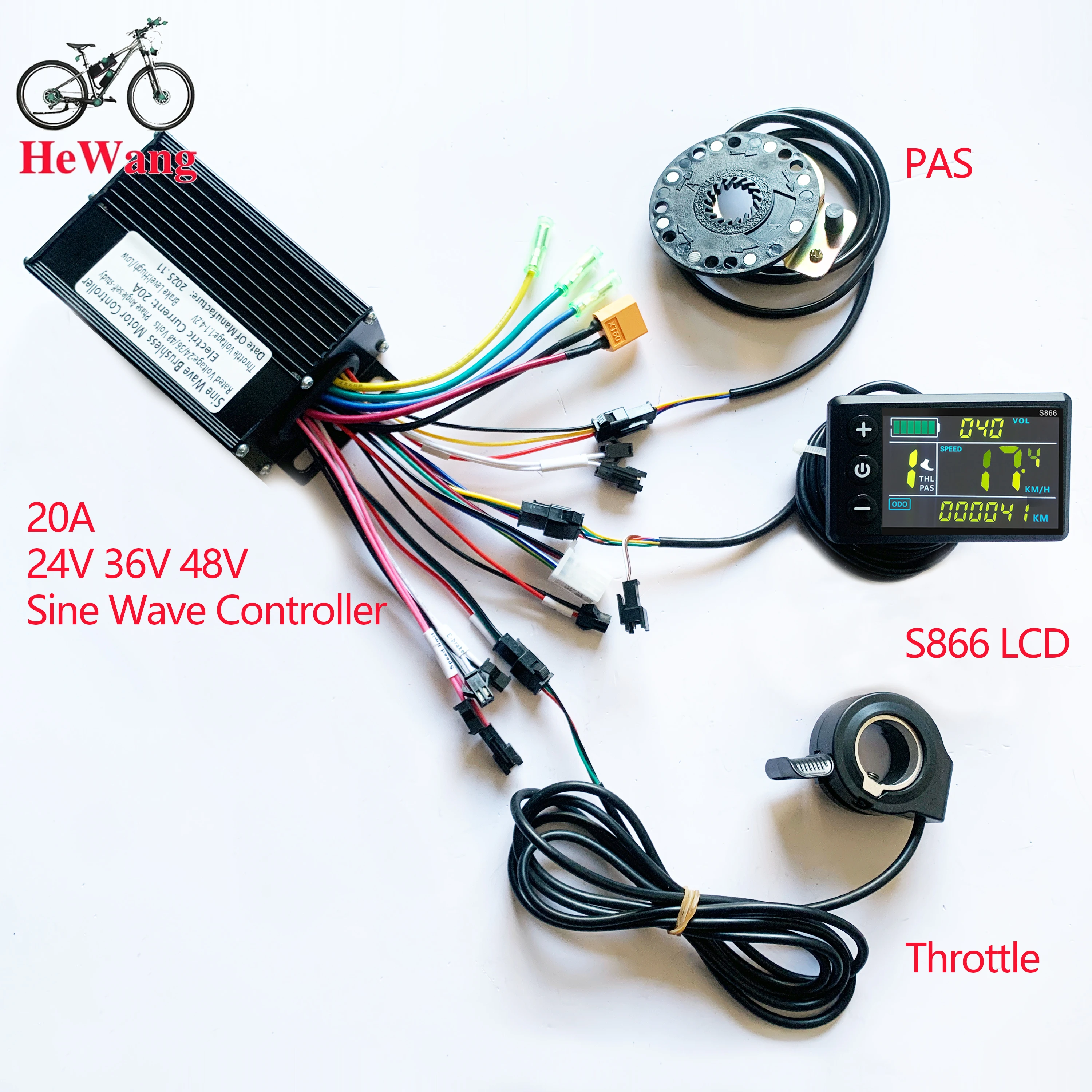 ControladordeMotorsinescobillasdeondasinusoidal,24V,36V,48V,500W,20A,pantallaLCDaColorS866,PAS+Kitdeaceleradorparapatineteeléctrico,bicicletaeléctrica-AliExpress18