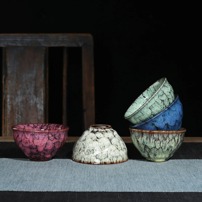 Ceramic Kungfu Tea Bowl Glazed Tea Cups Pu'er Master Cup 120ml Kitchen Teaware Household Set Accessories