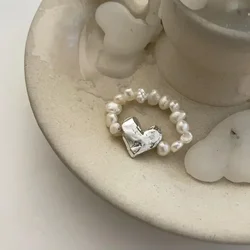 Elegant Imitation Pearl Stretch Ring - Korean Fashion Jewelry (White)