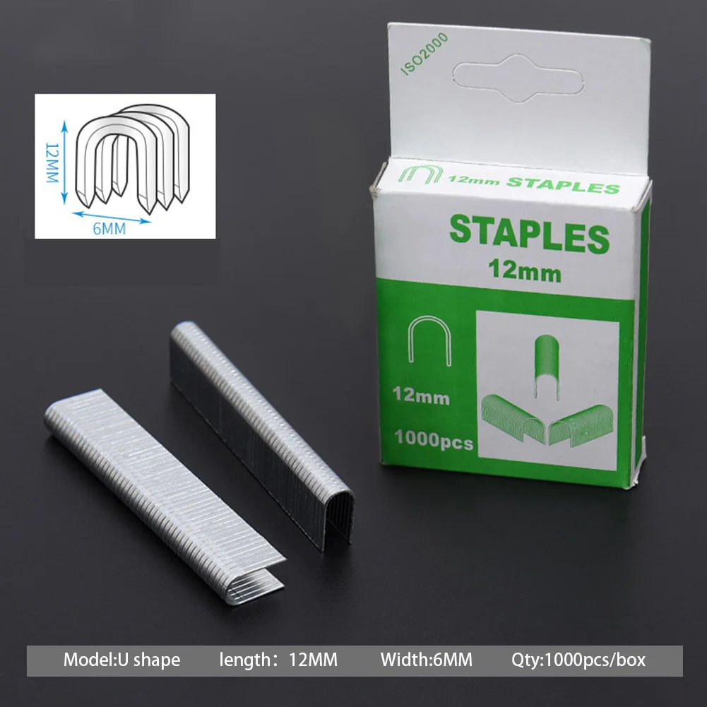 For DIY Home Gardening Staples and Brad Nails Assorted Sizes (8mm 10mm 12mm) 1000 pcs U shaped Square Steel Material