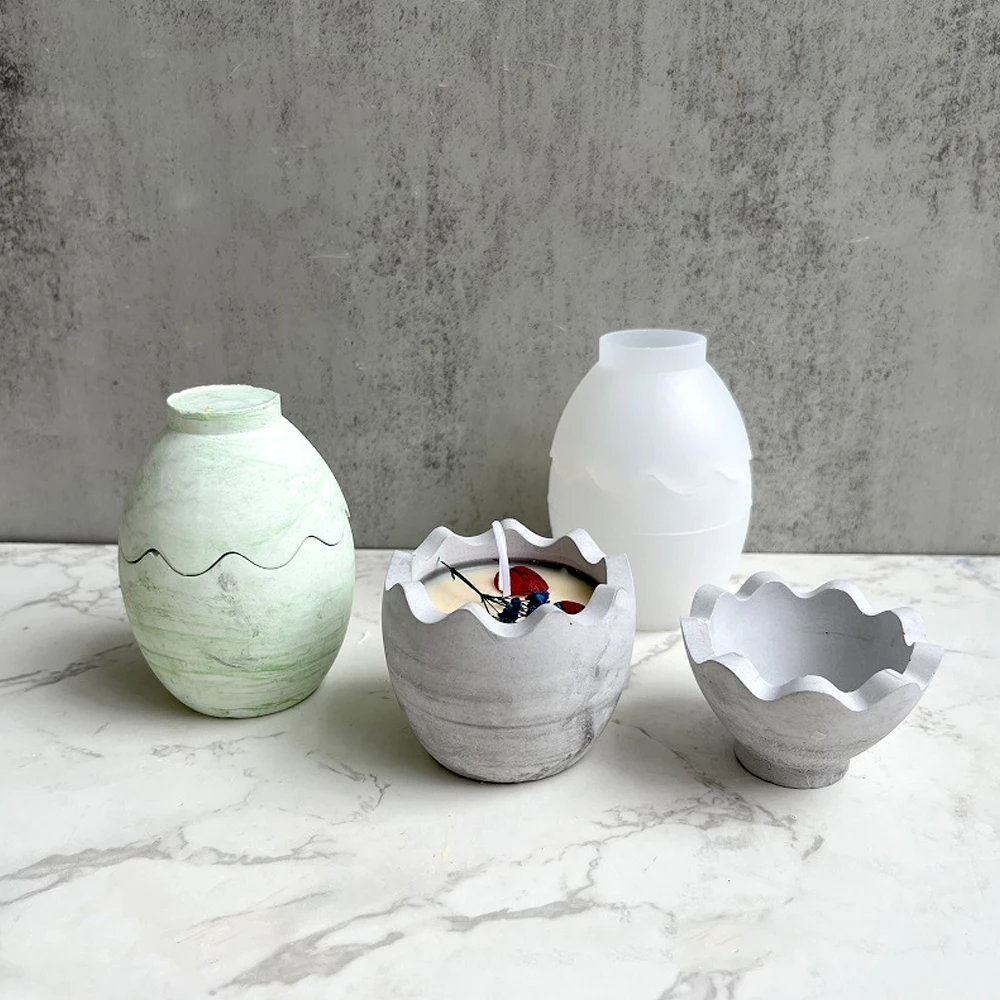 Egg Shape Candle Jar Mold DIY Crystal Epoxy Resin Storage Box Mould Concrete Cement Plaster Craft Making Molds Home Decoration silicone mold