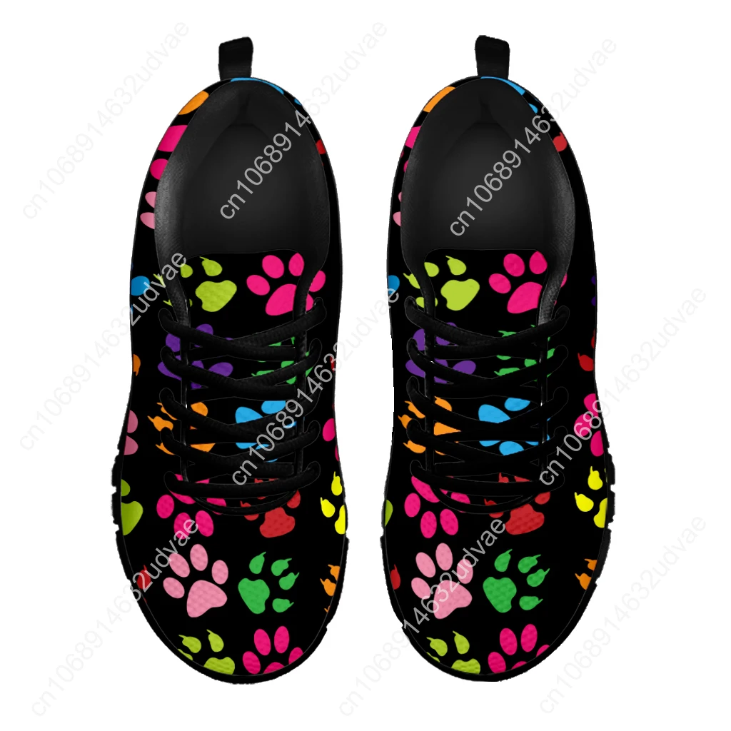 Rainbow Color Cartoon Dog Paw Print Lightweight Outdoor Shoes Comfortable Summer Breathable Shoes Basketball Shoes
