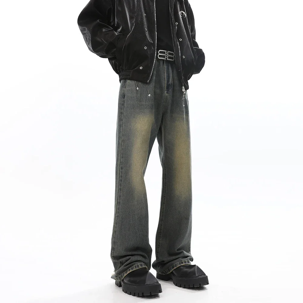 

Джинсы для мужчин винтажные мешковатые расклешенные брюки осень повседневные Модные уличные потертые зимние Широкие штаны уличная одежда Y2k джинсовые брюки