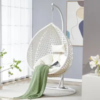 Egg Swing Chair Outdoor with Stand,with Cushion and Pillow,Lounge Chairs,Foldable Basket and Metal Stand for Patio 1