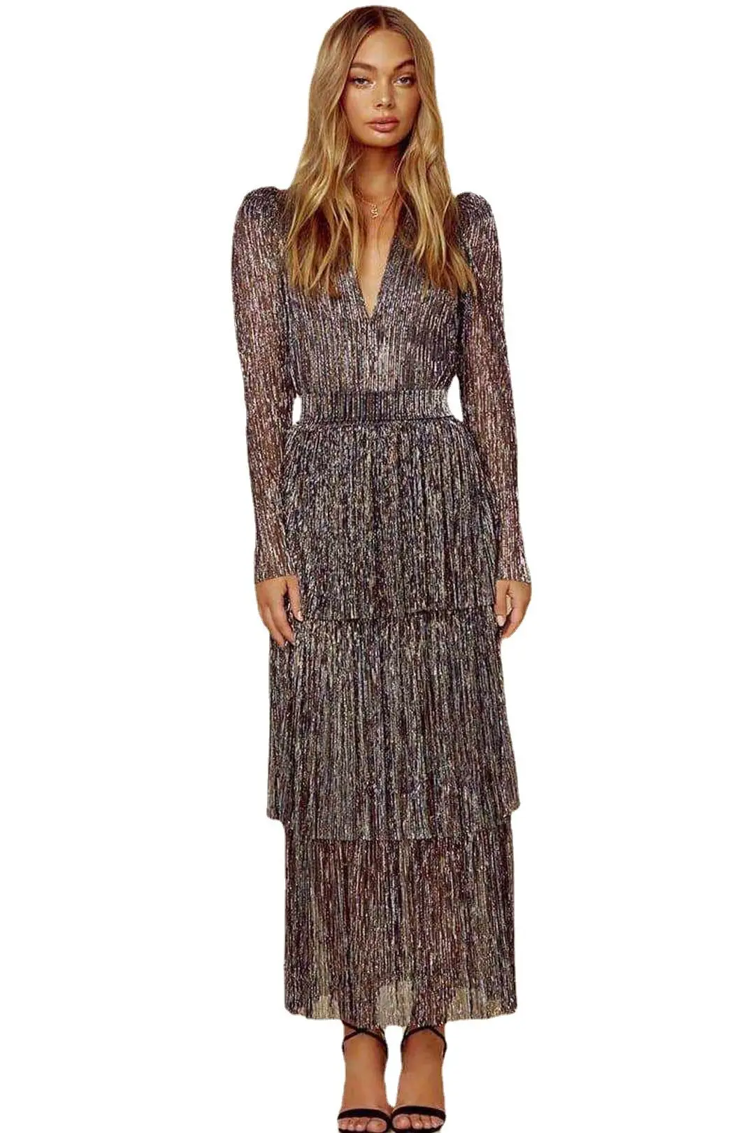 

Y2K INS Sexy Long Puff Sleeve V Neck High Waist Ruffle Evening Graduation Dress Elegant Corset Party Dress for Women 2024