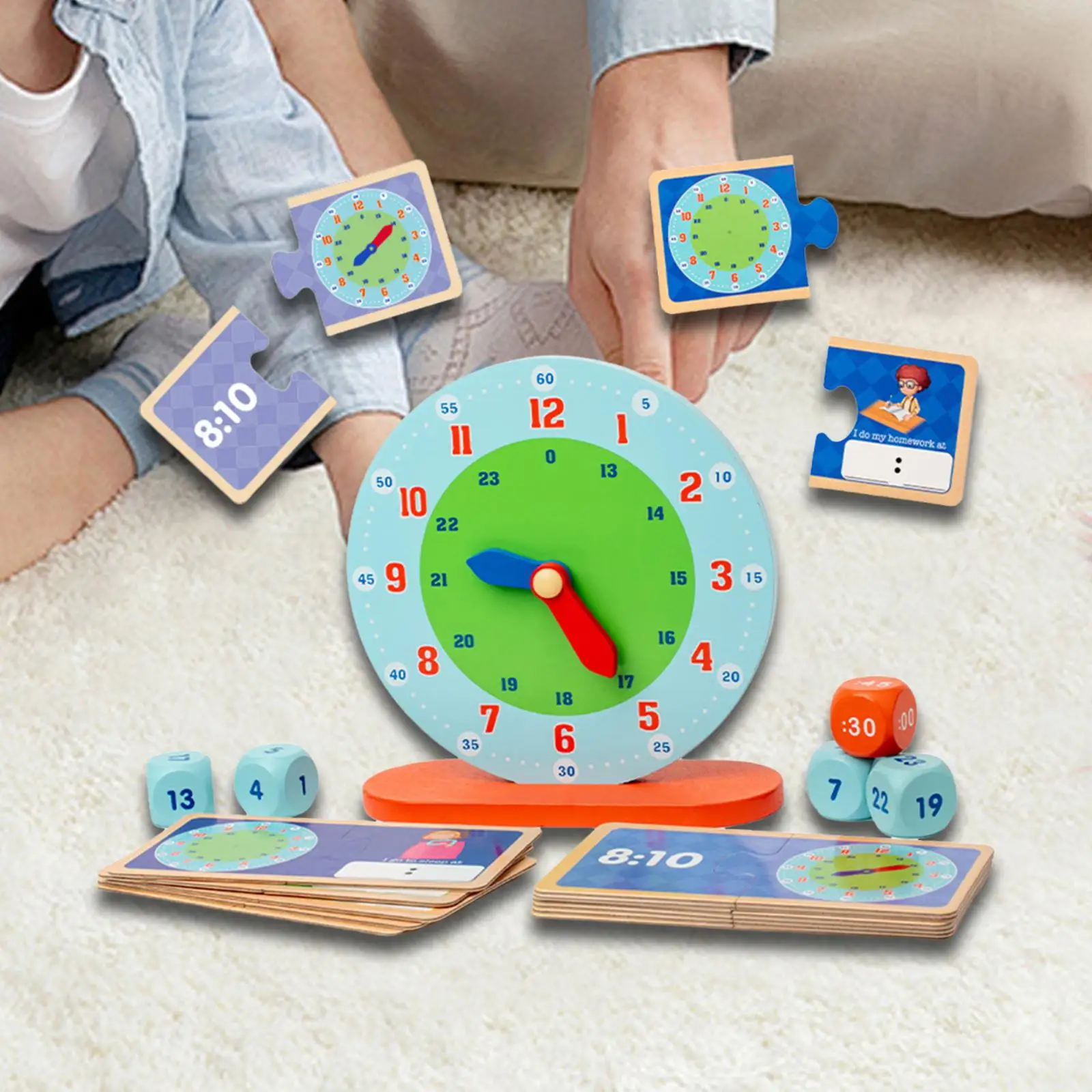 Clock Early Education Toys Time Management Portable Clock Recognition Toy for Homeschool Kindergarten Living Room Home Preschool