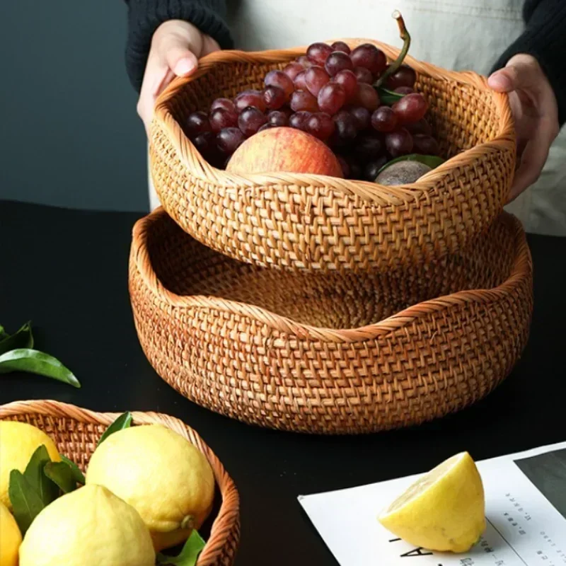Handwoven Rattan Wicker Storage and Picnic Basket